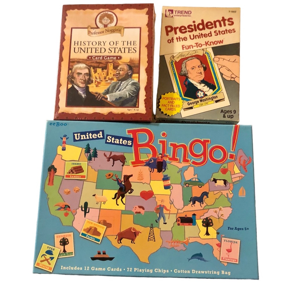 United States Bingo! History Of US CARD Game Presidents Of US Flash Cards